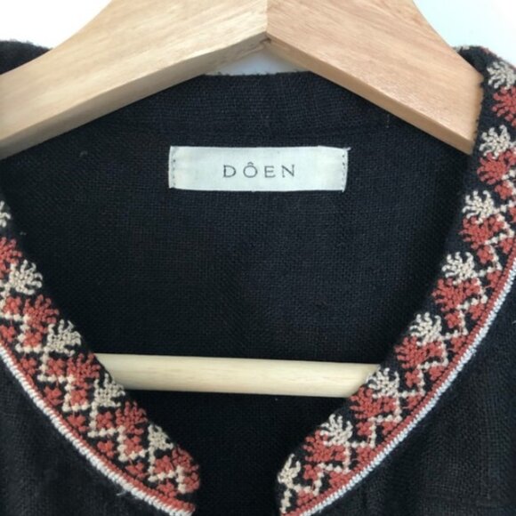 Doen Paz Mini Dress MED embroidered designer tie front Linen BOHO MINT Ret $398 - Picture 6 of 10